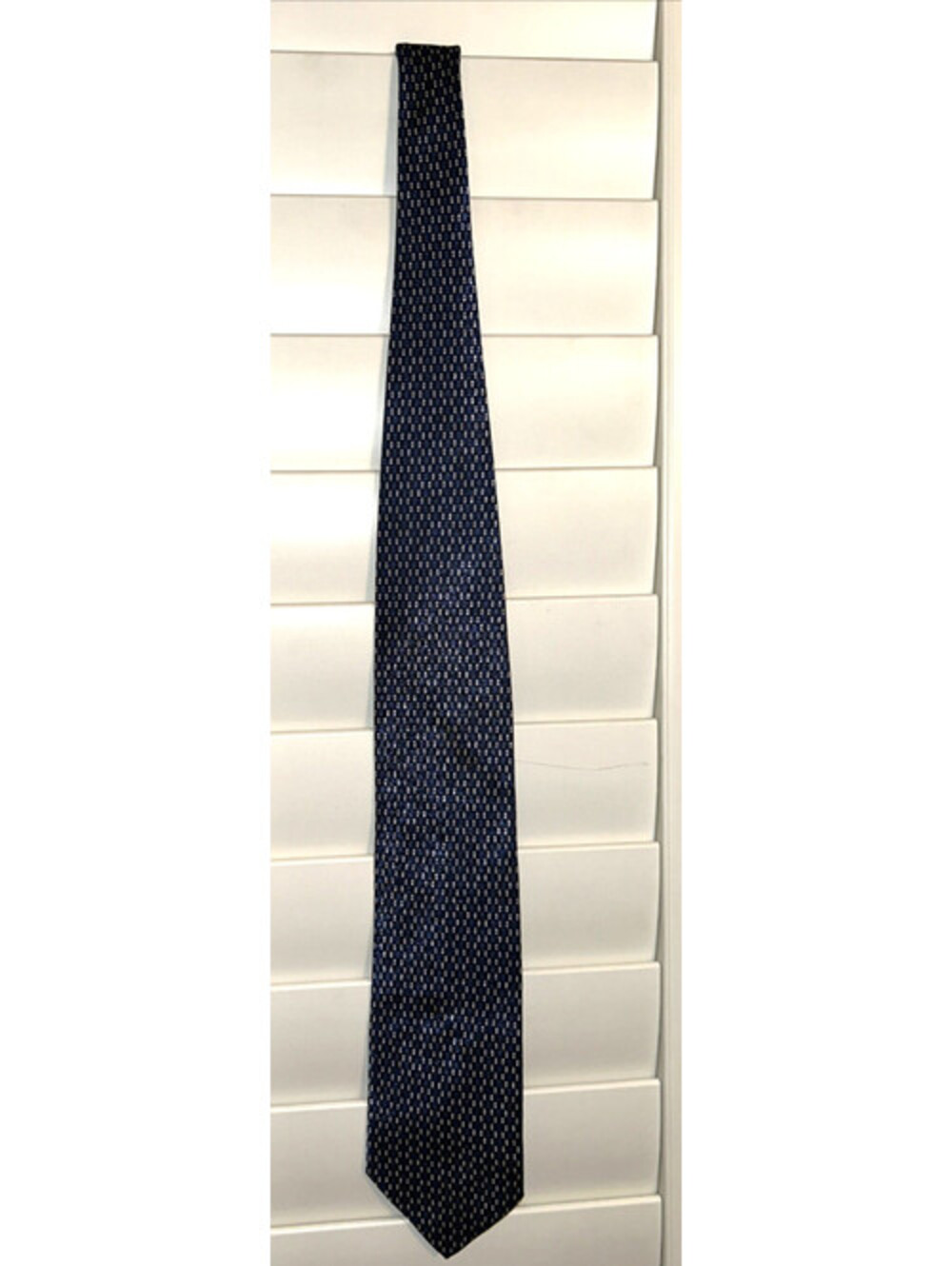 Pura Seta Silk Tie Mens Navy Blue Pattern 100% Silk - Italy